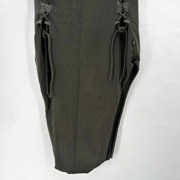 Psylo Festival Dress Womens 4 Lace Up Brown Midi Slits Rave Club Goth Ethical - Picture 9 of 10